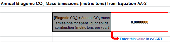 AA-2 Calculation Spreadsheet Result to use in e-GGRT